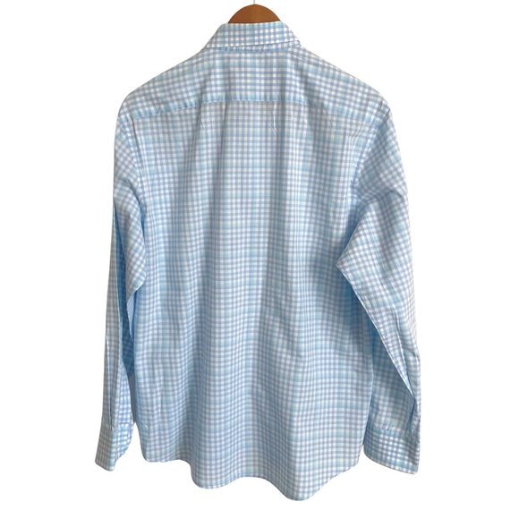 NWOT Saks 5th Avenue Summer Blue Check Dress Shirt - Picture 2 of 5